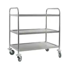 Тележка для официанта из нержавеющей стали, привинчивающаяся, 3 полки