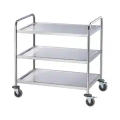 Тележка для официанта из нержавеющей стали, 3 полки.