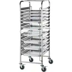 Транспортная тележка из нержавеющей стали, 14x GN 2/1