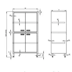 Профессиональный шкаф с двойной передней частью и раздвижными дверями, из нержавеющей стали, высота 1800 мм