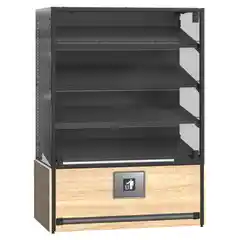 Витрина для пекарни и кондитерской с наклонными полками и стеклянными дверцами