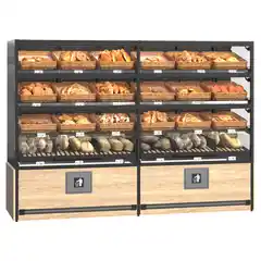 Двойная витрина для хлебобулочной продукции с открытыми полками 