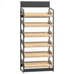 Витрина для пекарни и кондитерской с открытыми деревянными полками и металлическим каркасом