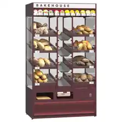 Витрина для хлебобулочных и кондитерских изделий с металлическими полками, стеклянной панелью и дверцами