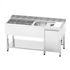 Профессиональная барная стойка из нержавеющей стали BS-1.6-2 — с мойкой, 1600x600x850 мм