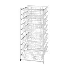 Металлическая полка с 5 корзинами из сетки, 1040x535x450 мм, белый