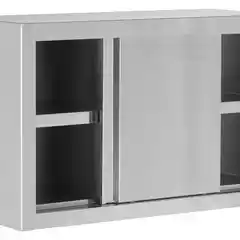 Навесной шкаф из нержавеющей стали с раздвижными дверями, высота 650 мм