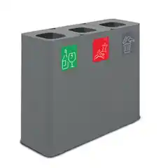 Мусорное ведро из металла с 3 секциями STIL CASA, 60 l, 900x300x800 мм, 21 кг, серый