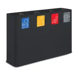 Мусорное ведро из металла с 4 секциями STIL CASA, 240 l, 1200x300x800 мм, 28 кг, чёрный