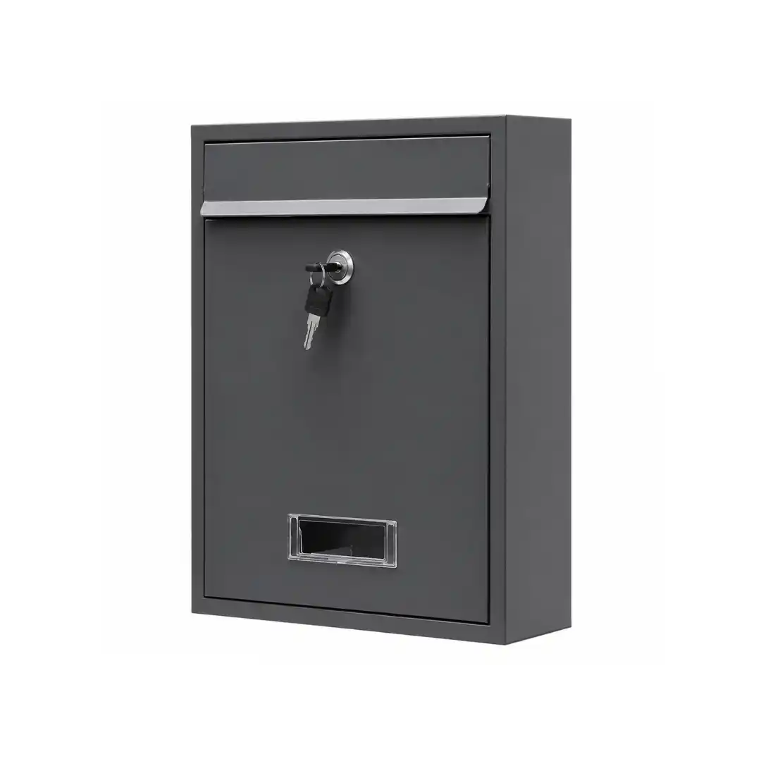Cutie poștală gri cu cheie și montaj pe perete, 360x260x80 mm