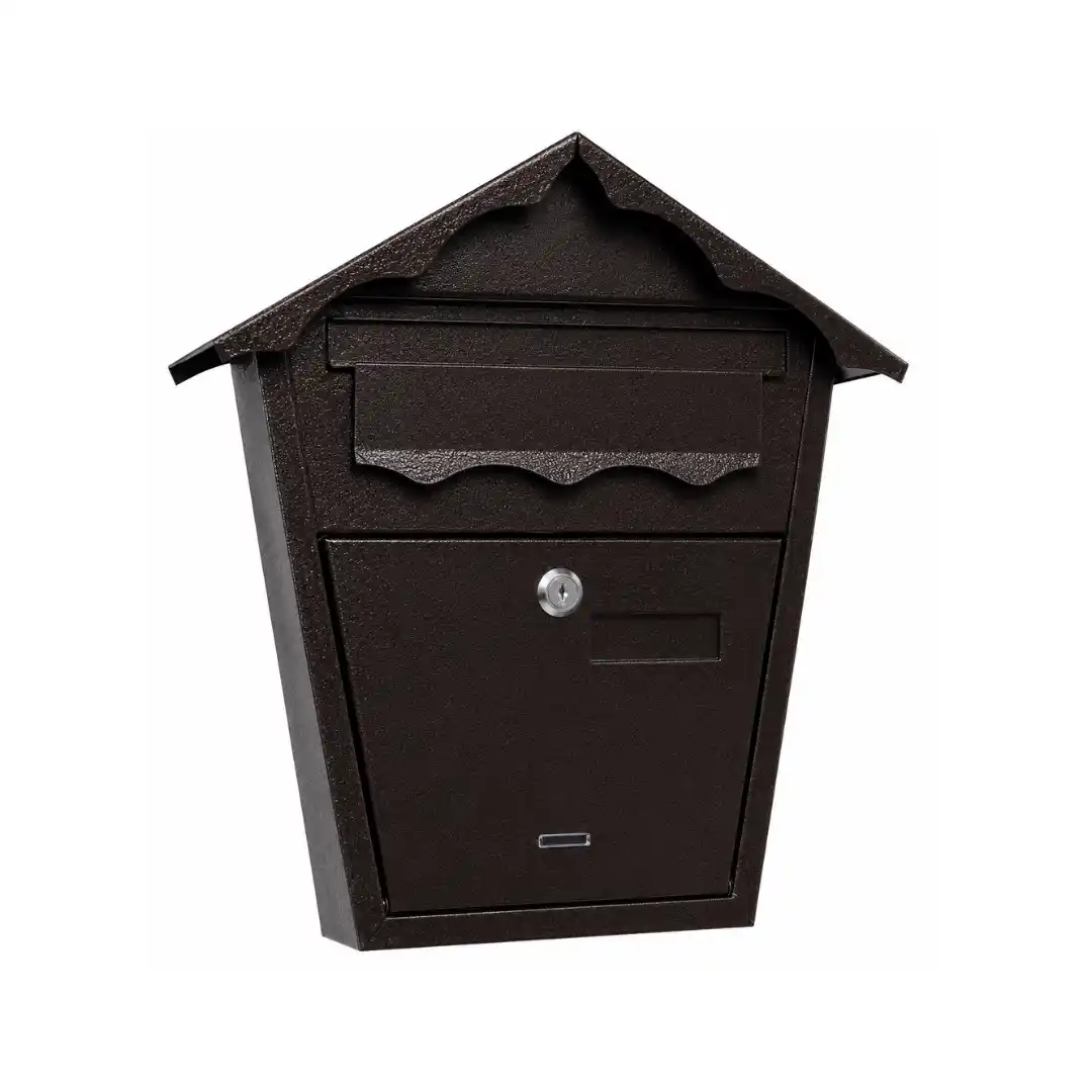 Cutie poștală cu acoperiș decorativ, culoare maro, 360x370x70mm