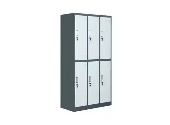 Metal wardrobe with 6 doors, white-gray, 900x450x2000 mm