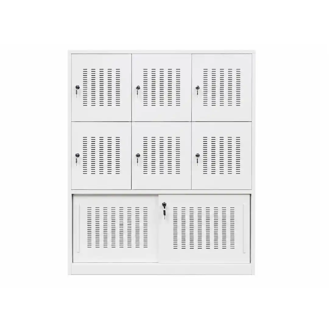 Dulap metalic pentru depozitare cu ventilație și 8 compartimente 900×450×1200 mm