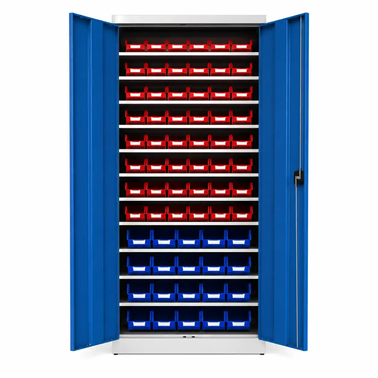 Dulap metalic cu rafturi pentru organizare utilaje și instrumente