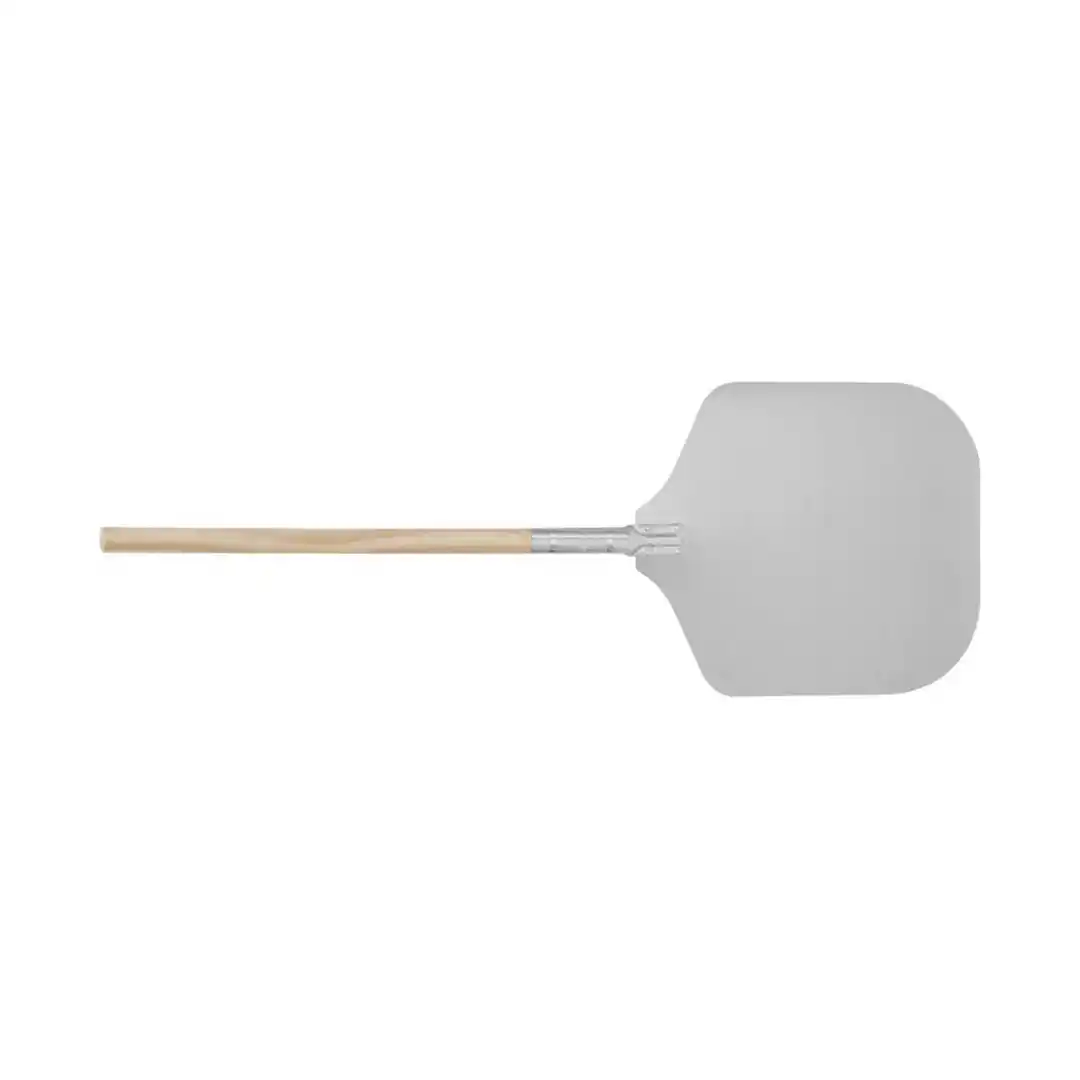 Lopată din aluminiu pentru pizza cu mâner din lemn, suprafață de lucru 300 × 260 mm, lungime 450 mm