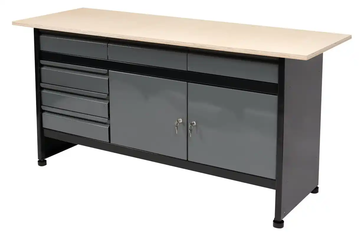 YATO workbench with metal frame and wooden surface, 1160 x 600 x 830 mm