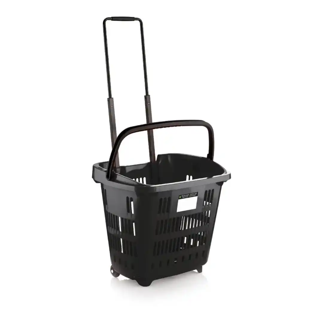 Coș din plastic 34 LT (mâner negru), negru