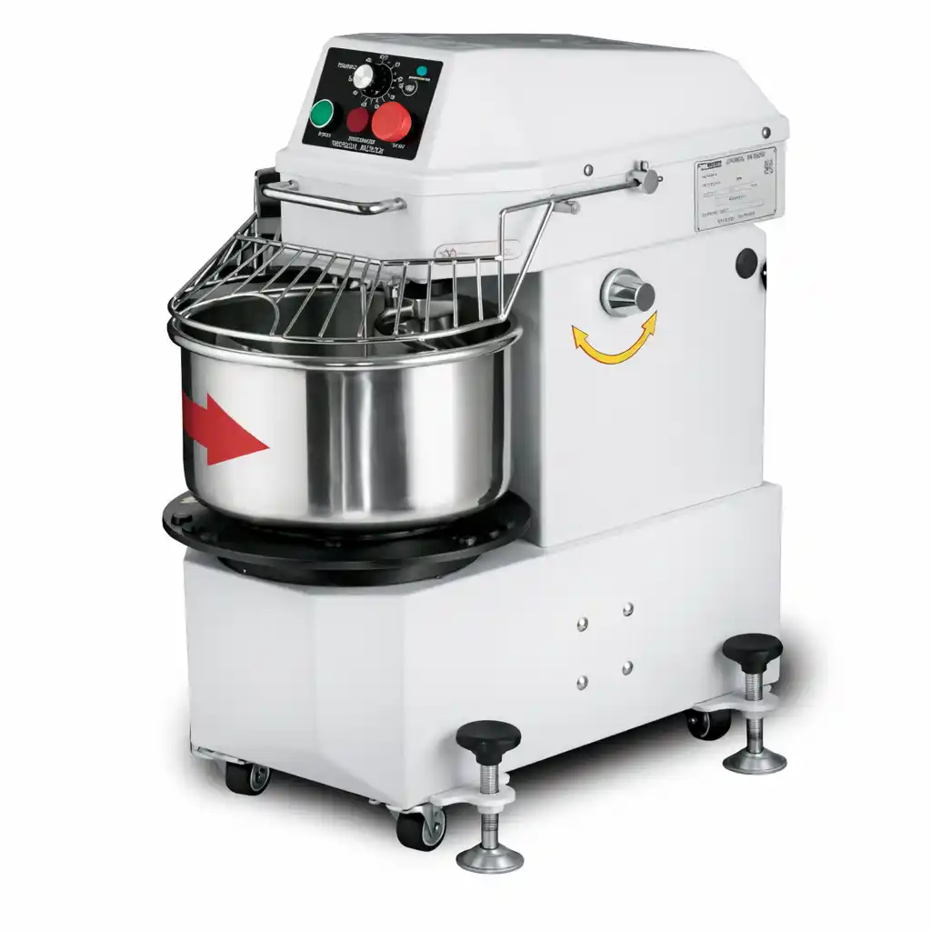 Floor-standing spiral dough mixer with removable bowl 30 L, 12 kg, 2 speeds HKN-30CN2V