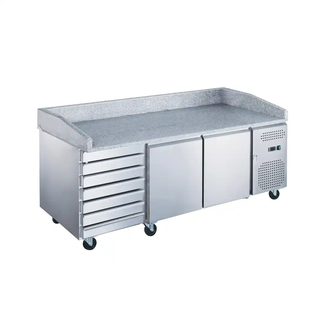 Refrigerated pizza prep table with stone top 2020×800×1000 mm HKN-PZG3-116