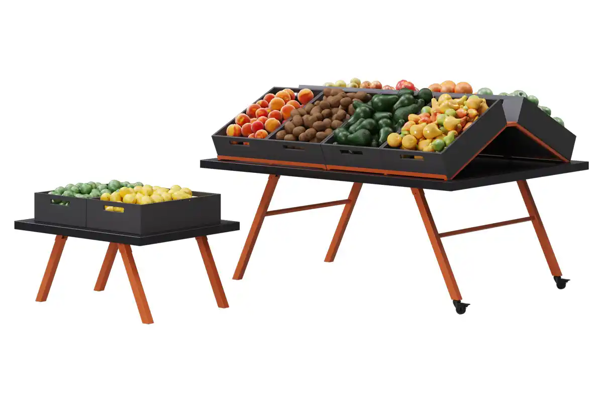 Display table for the fruits and vegetables area