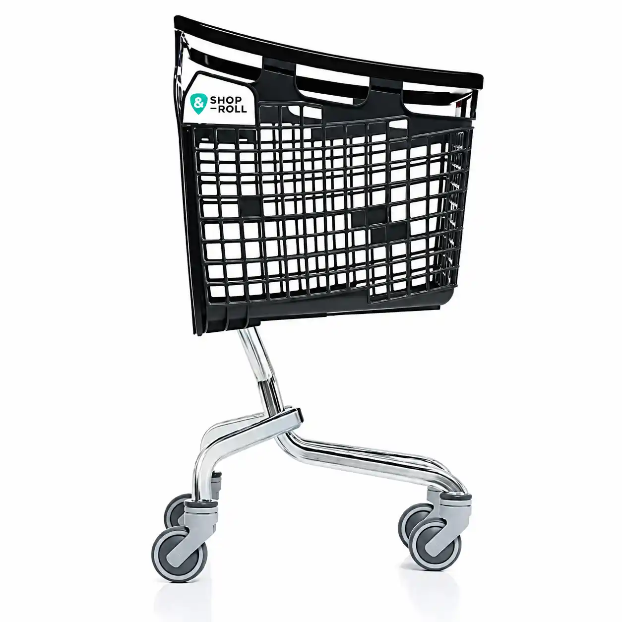 Cărucior pentru cumpărături din plastic cu rotile 100 L, negru
