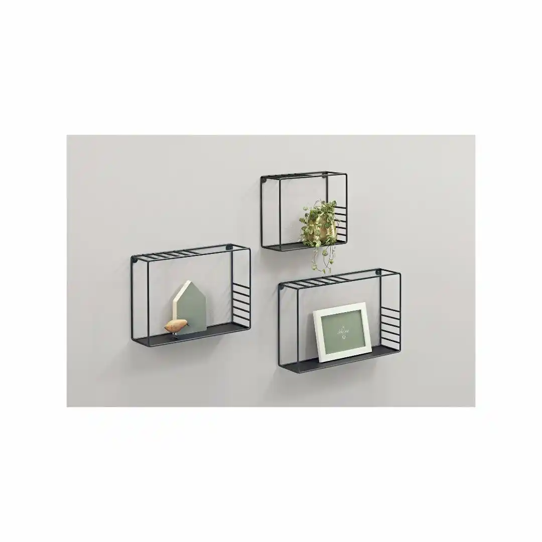 Lynn-Set: 3xKuburi negre 260x220/340x240/420x260x100mm