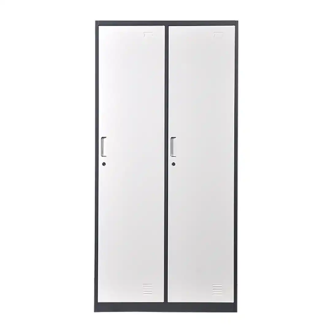 Dulap metalic pentru haine, cu 2uși, alb-gri, 900x500x1850 mm