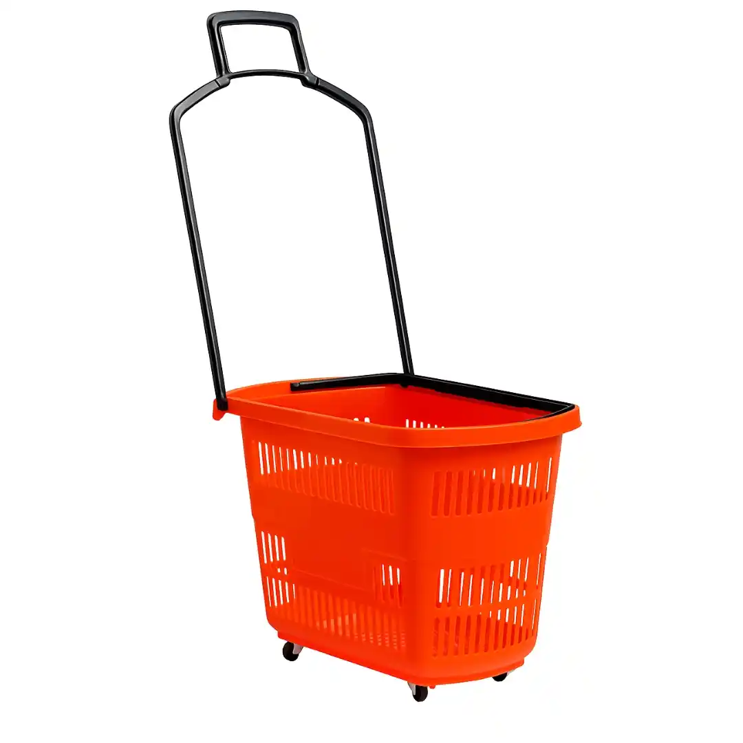 Plastic basket with wheels (2 plastic handles) 30L, 600*340*375mm, yellow
