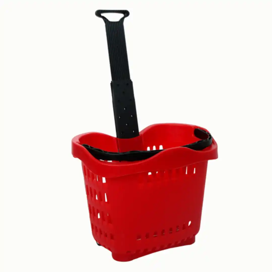 Plastic basket with wheels (2 plastic handles) 58L, 540*400*435mm, red