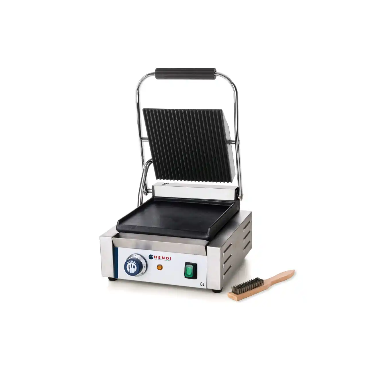 Grill contact cu placă superioară striată și placă inferioară netedă