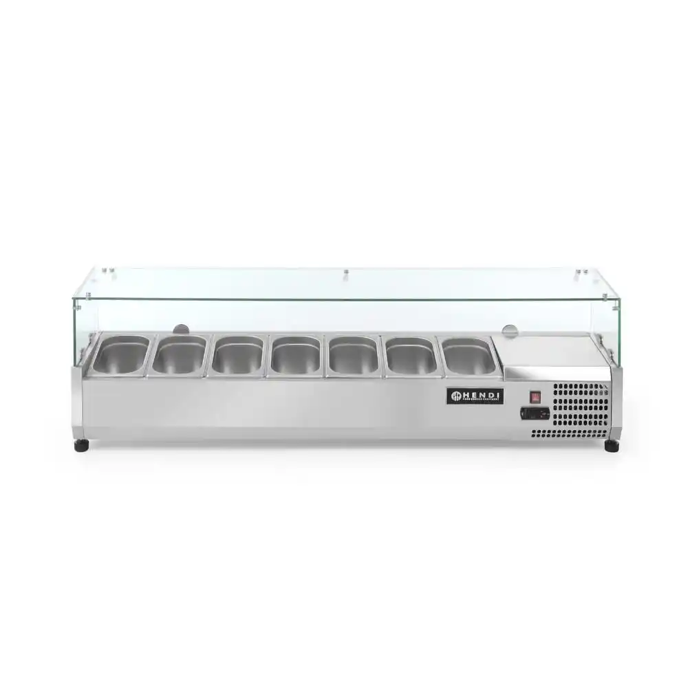 Vitrine frigorifice de banc GN 1/4 din inox cu protecție din sticlă