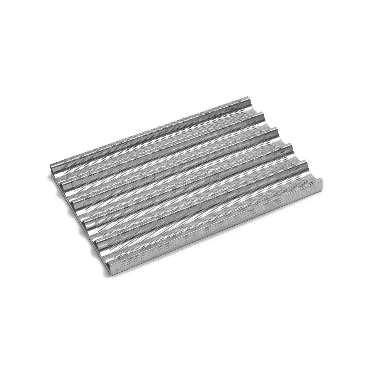 Perforated baguette tray, aluminum, 600×400 mm