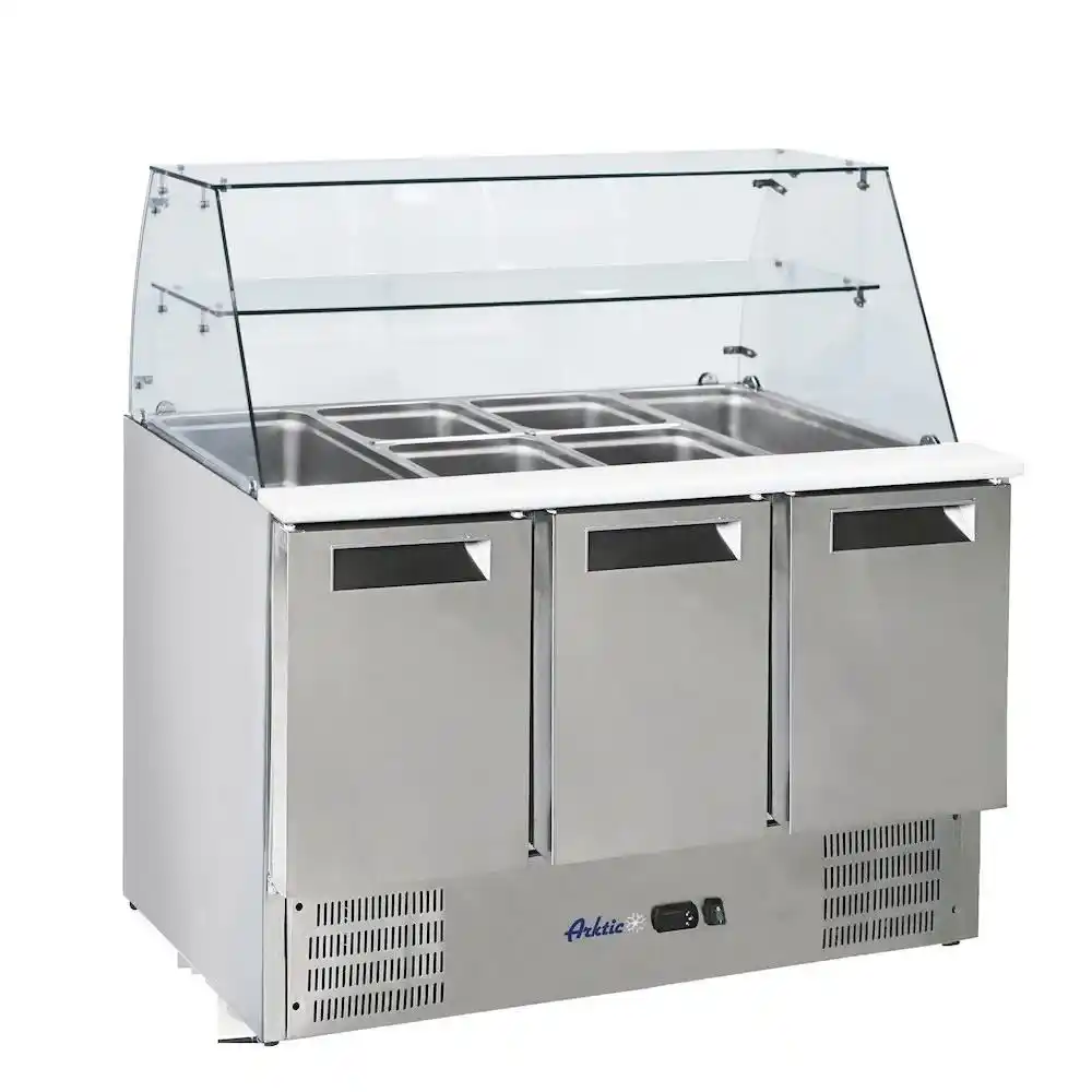 Mese frigorifice pentru salate din inox cu suprastructură refrigerată