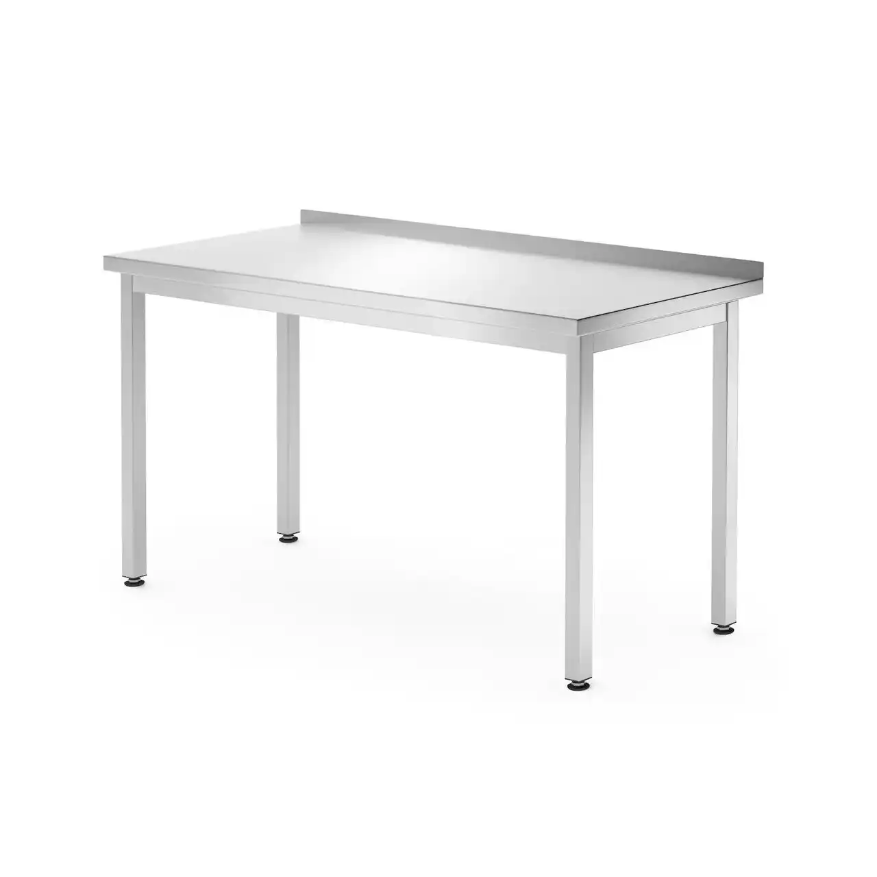 Masă de lucru murală cu bord și poliță din inox, adâncime 700 mm