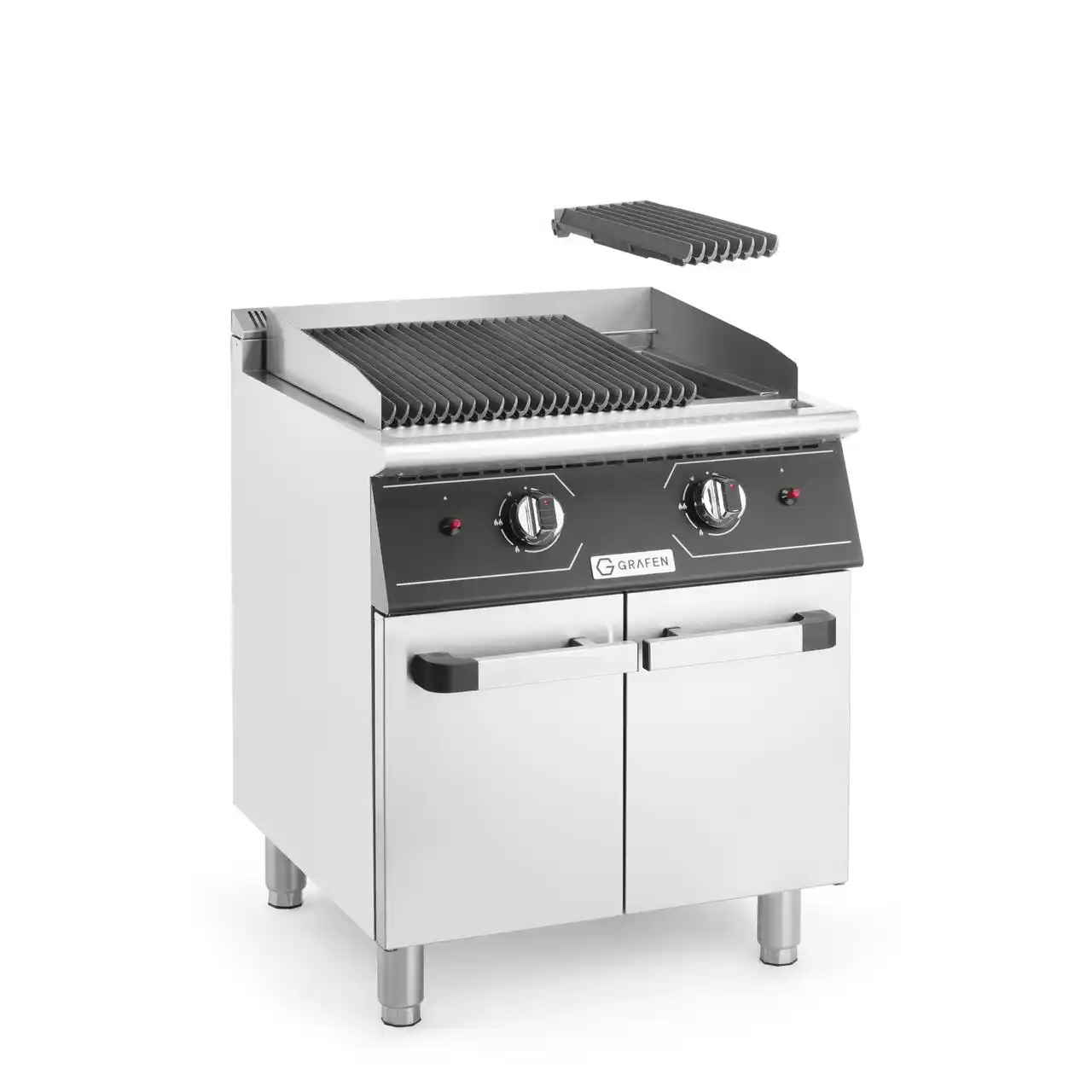 Grill pe gaz cu rocă vulcanică și compartiment inferior închis, 6 kW