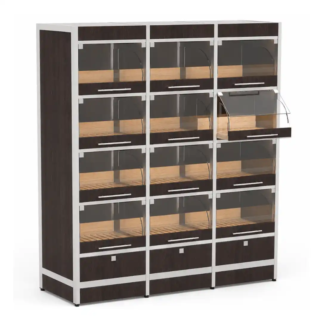 Vitrina de autoservire pentru pâine cu sertare, 12 compartimente, 1460 × 500 × 1720 mm