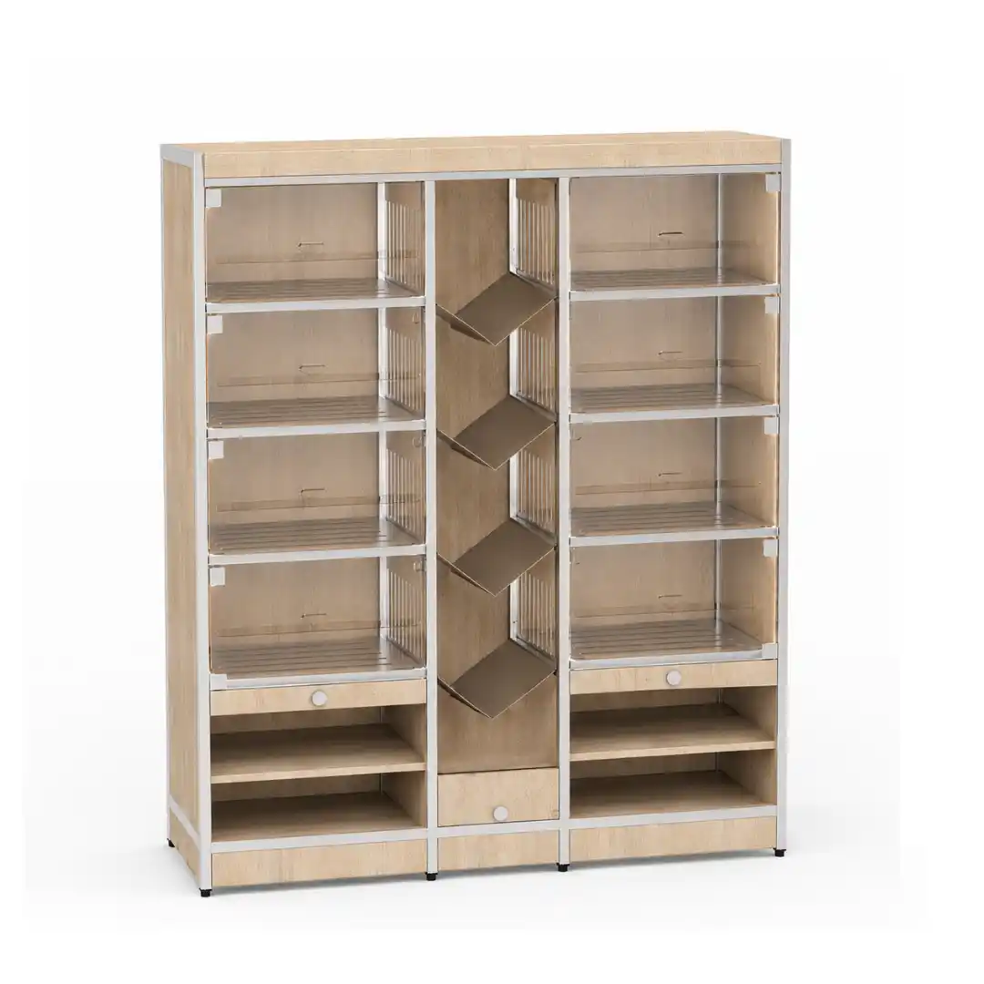 Raft auto-servire pentru pâine cu compartimente de 50 l și lopeți, 6 compartimente, 1250 × 500 × 1720 mm