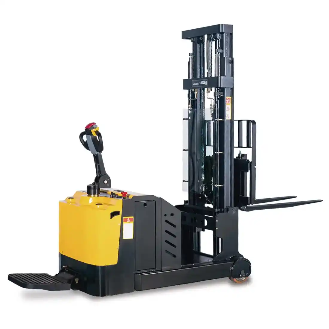 Self-propelled electric counterbalance stacker 1500 kg, lift height 4500 mm