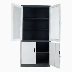 Металлический шкаф для документов с 4 дверцами и 5 отделениями, серо-белый, 900×450×1850 мм