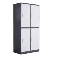 Металлический шкаф с 4 дверьми, белый-серый 900x500x2000 мм