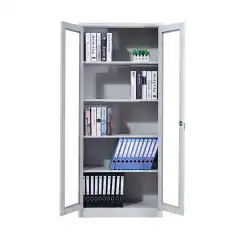 Металлический шкаф с двумя стеклянными дверцами для офисов и архивов