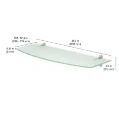 Выпуклая полка Glassline, из прозрачного стекла, размер 600×200/240×8 мм