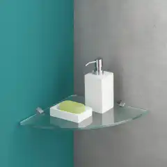 Угловая полка Glassline, из прозрачного стекла, размер 250x250x8 мм