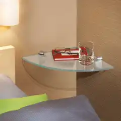 Угловая полка Glassline, из прозрачного стекла, размер 250x250x8 мм