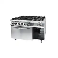 Профессиональная газовая плита Hendi Kitchen Line с 6 конфорками и электрической конвекционной печью GN 1/1 из нержавеющей стали 28,5 кВт 1200x700x(Н)900 мм