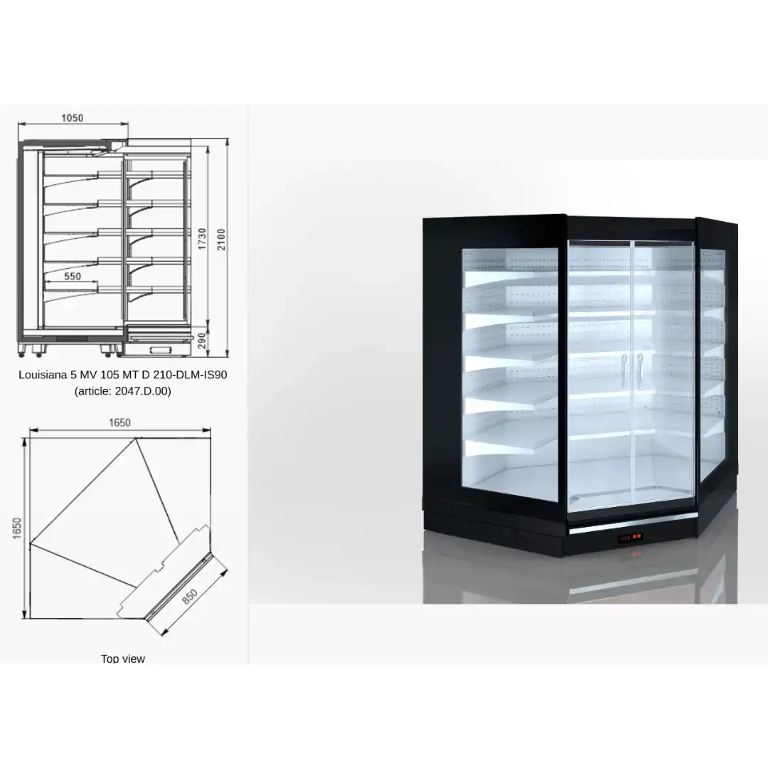 Настенная витрина Louisiana 5 MV 105 MT D M — угловой элемент