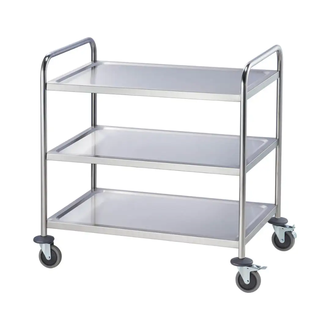 Тележка для официанта из нержавеющей стали, 3 полки.