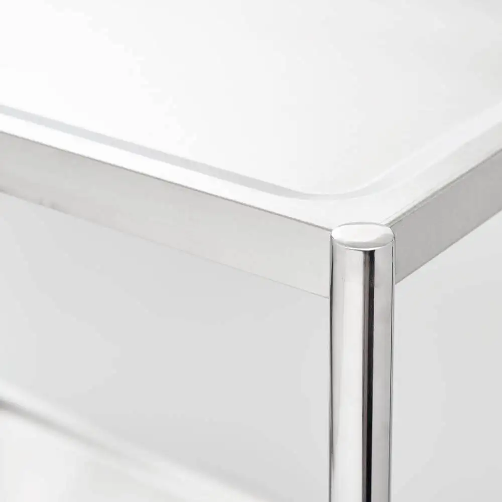 Тележка для официанта из нержавеющей стали, без ручек, привинченная, 2 полки, плоская