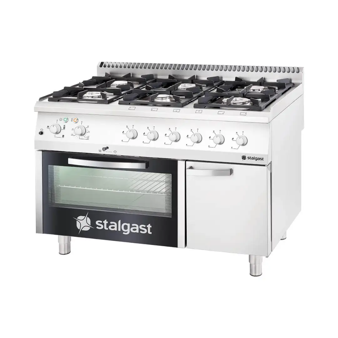 Профессиональная газовая плита с 6 конфорками и электрической духовкой, 36,5 кВт