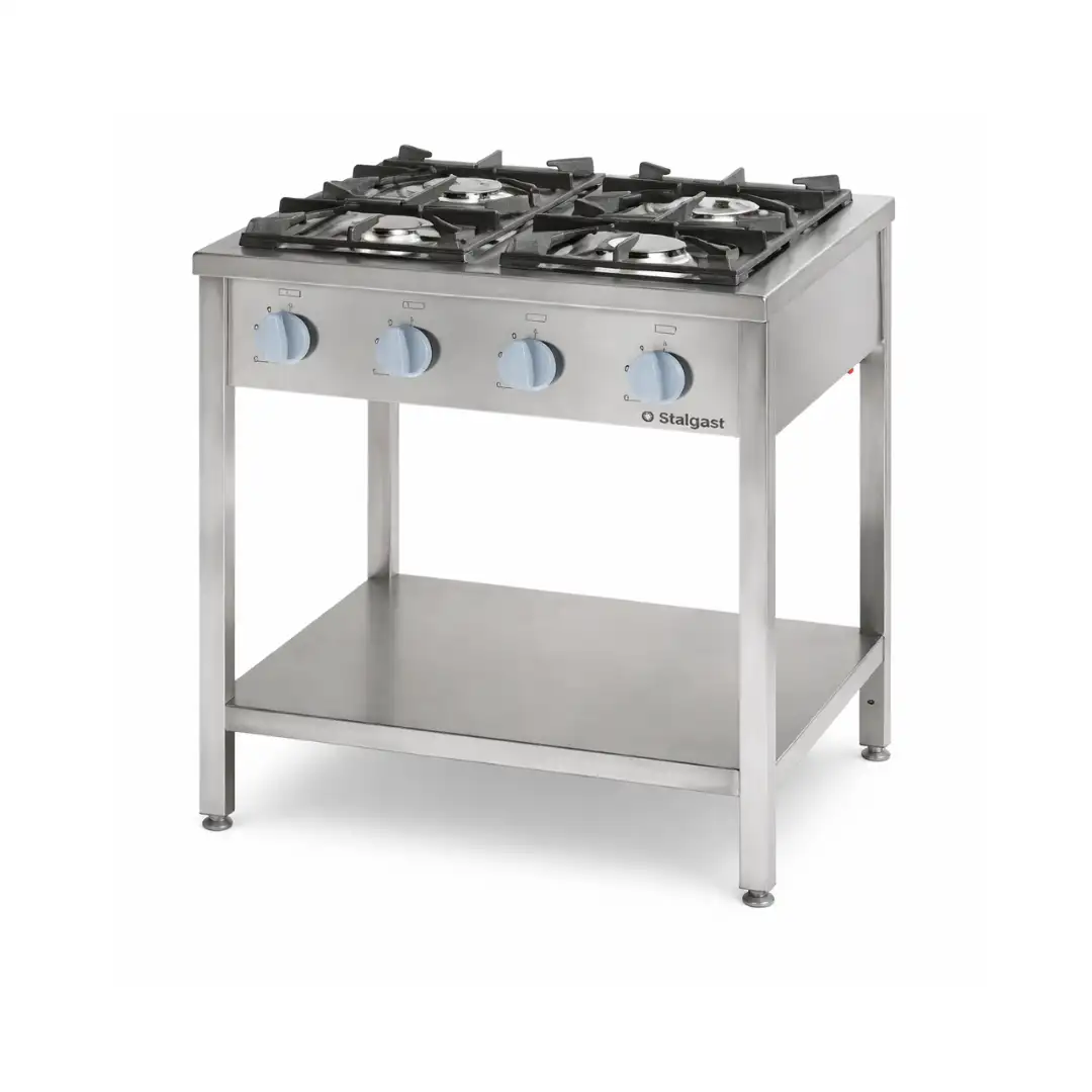 Профессиональная газовая плита с 4 конфорками и зоной хранения, 24,5 кВт